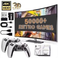 Retro Game Console With 256 GB Card,2.4G Wireless Joysticks, Built-in Games
