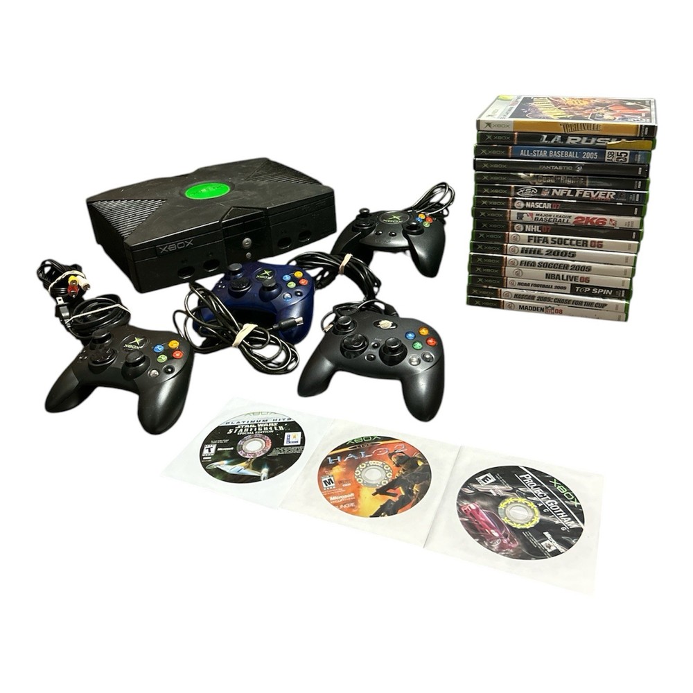 Microsoft Xbox Launch Edition 8GB Home Console – Black Bundle Lot + Controllers