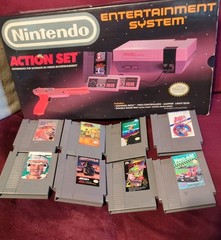 Nintendo NES Action Set Home Console – Grey Box /w Styro – Tested With 8 Games!