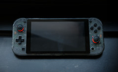 O/black Switch Lite Custom Neon Orange w/ Clear Black Shell & Hall Joystick