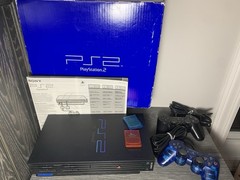 Sony PlayStation 2 Black Fat Console Bundle w/ 2 Controllers, 2 8MB Cards, Box