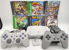 Sony PlayStation One Bundle SCPH-101 + 2 Controllers + 6 Games + Mem Card Tested
