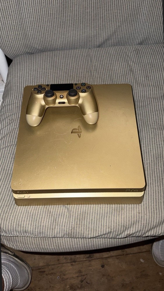 Sony PS4 Slim Gold Console 1TB Wi-Fi Blu-Ray HDMI USB-A with Controller