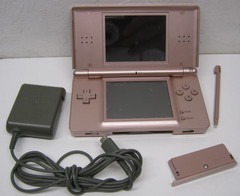 Nintendo DS Lite Metallic Rose Pink USG-001 w Cord Tested Works Scratched Screen