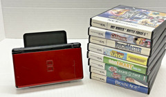 Nintendo DS Lite (Red/Black) With 8 DS Games Bundle! All Tested – Read Desc
