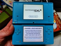 Nintendo DSi Handheld Game Console Light Blue W/Stylus And RARE Shell READ