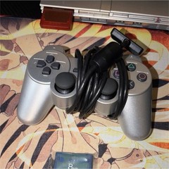 Sony PlayStation 2 Slim Silver SCPH-79001 Console w/ Controller & 2 (8MB) Card