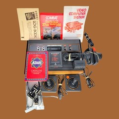 Atari 2600 VCS CX2600A 4 Switch Woodgrain Console Bundle Combat Game Paddles
