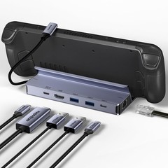 Compact Steam Deck Dock – Aluminum 6-in-1 Hub with Gigabit Ethernet Support