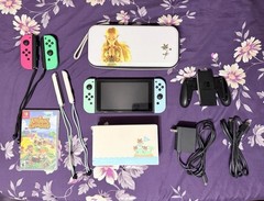 Nintendo Switch Animal Crossing Edition with Game, Extra Joycons, + Case