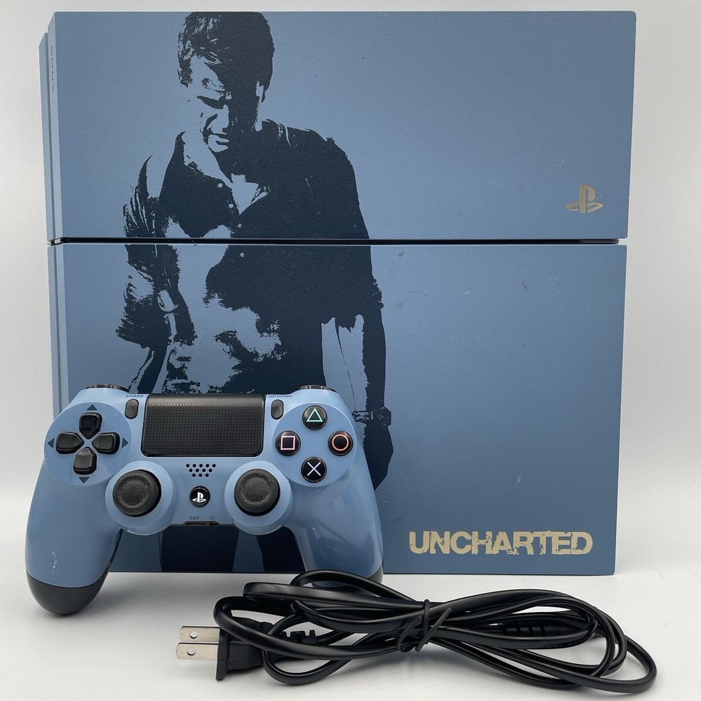 PS4 PlayStation 4 Uncharted Blue Console w/Power Cord & Controller CUH-1215A