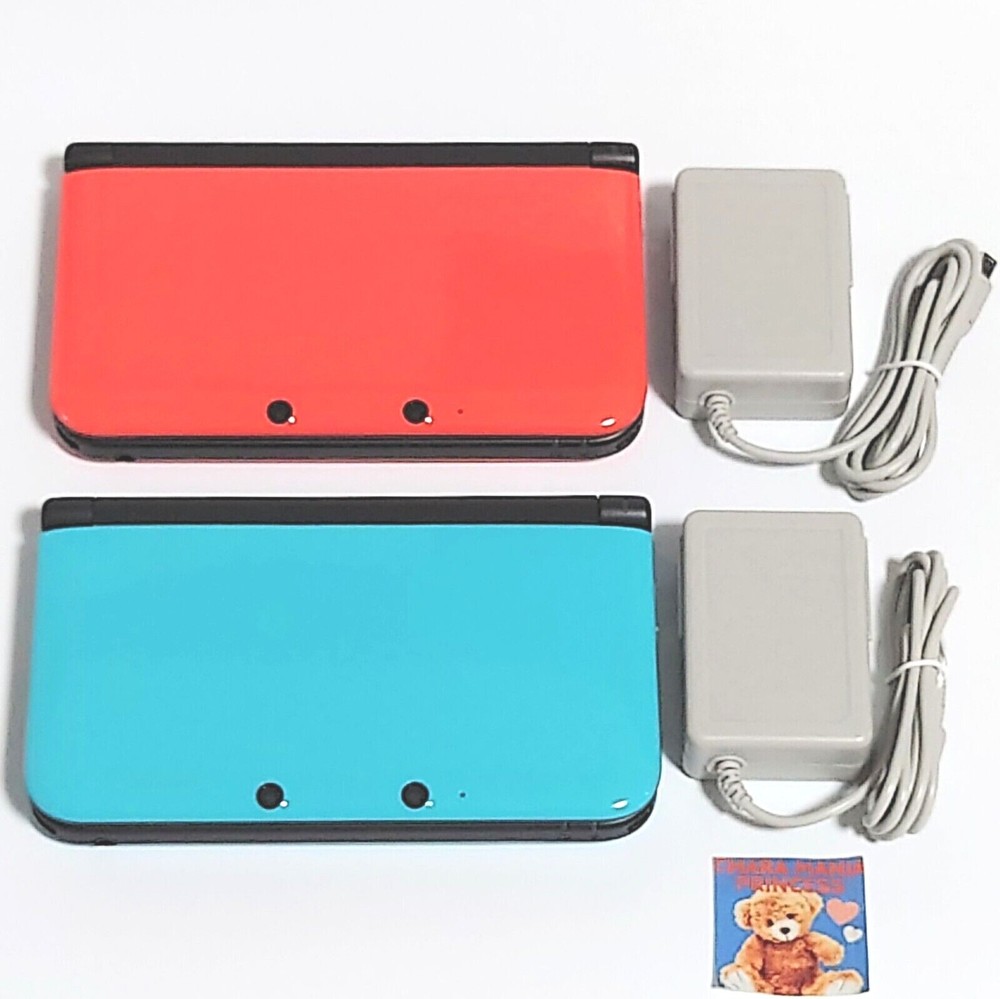 Nintendo 3DS XL LL Console Turquoise Black Orange Black w/Adapter Tested Japan