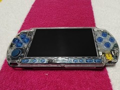 Clear Front Blue Buttons Sony PSP 3000 System Charger 128gb Mem Card Set