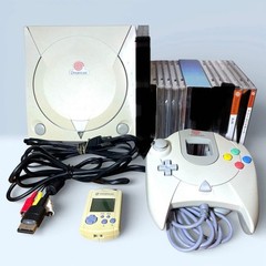 Sega Dreamcast HKT-3000 Console Set With VMU 4 Games Tested First Kiss Air JP