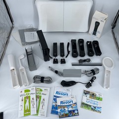 Black Nintendo Wii Console RVL-001, 2 Remotes Motion+ Sports, Resort, Fit+ Board