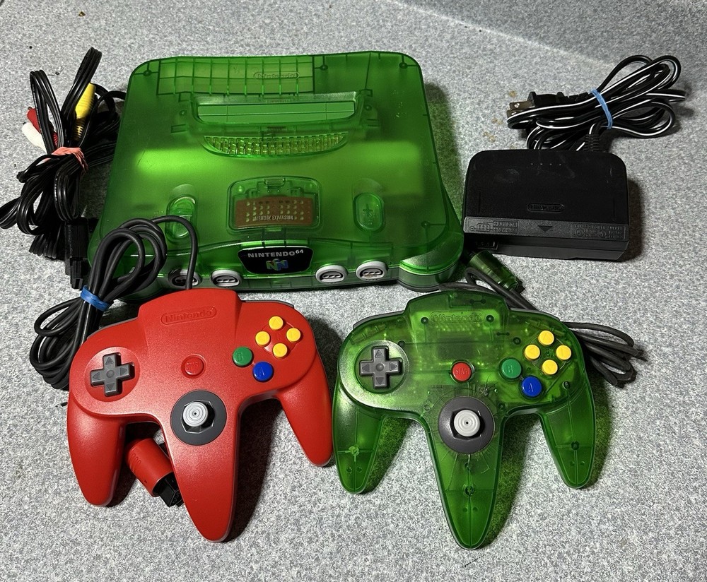 Nintendo 64 Fantastic Jungle Green Console with Expansion Pak & Controllers OEM