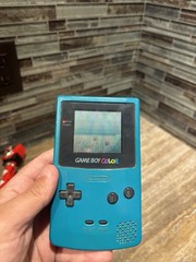 Nintendo Gameboy Color CGB-001 Teal Blue Handheld Console & Pokemon Gold