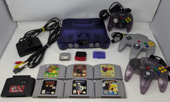 Nintendo 64 Funtastic Grape Console Lot 6 Games 3 Ctrls Exp & Ctrl Pak Gameshark