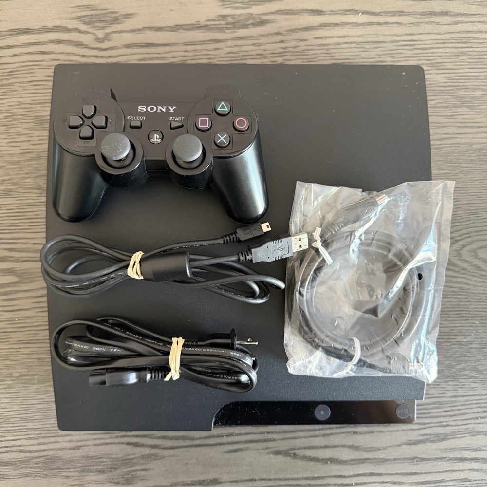 Sony PlayStation 3 PS3 Slim Console 320GB Black CECH-3001B with OEM Controller