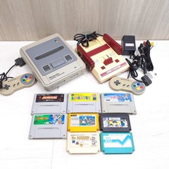 Nintendo Japanese Super Famicom SNES & Famicom NES Console with 8 Games & Cables