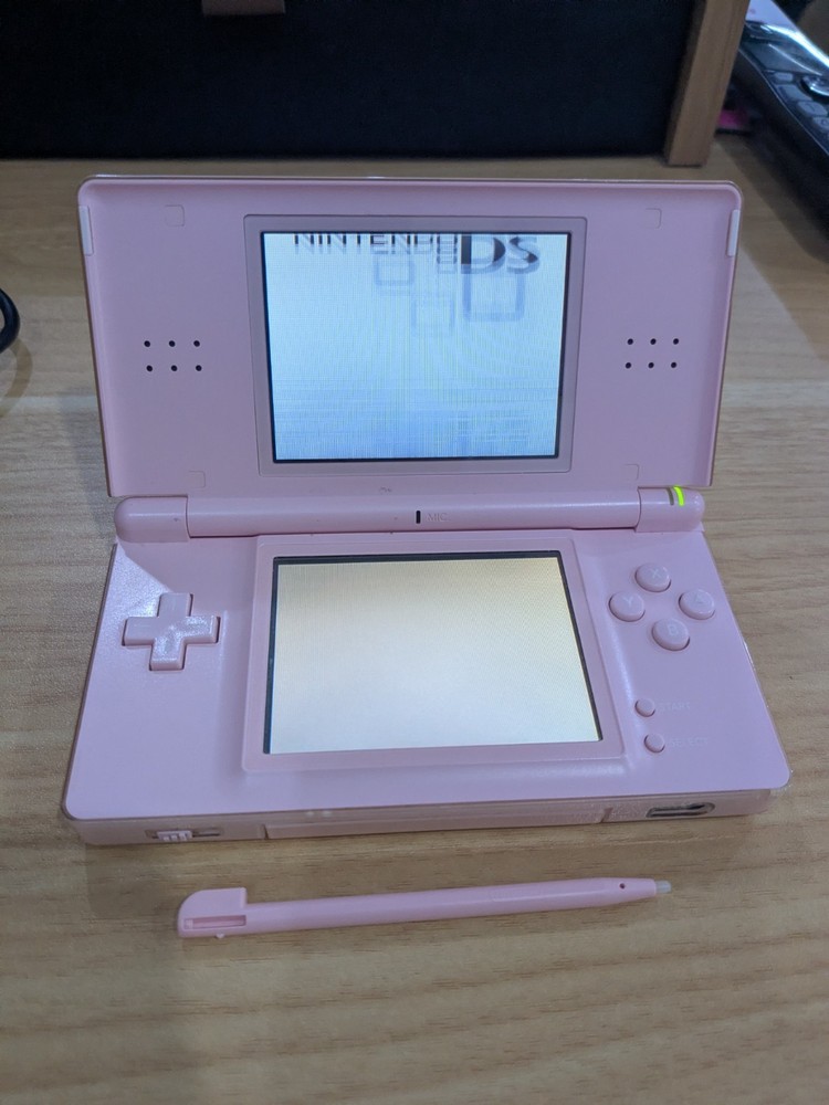 T1 Nintendo DS Lite Coral Pink Handheld SCREEN DAMAGE AS IS