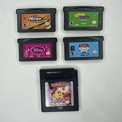 Two Nintendo Ds Lite Handheld Consoles and 5 Games Pink Blue