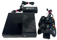 Microsoft Xbox 360-E Console LOT 4GB Wireless 2 Controllers Charger Black Tested