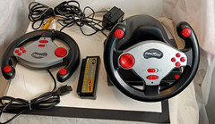 Vtg Power-joy Turbo Racer Tv Game System 26 Games Preloaded 2 Player Wheels WORK