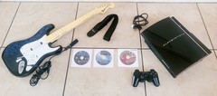 PS3 Console Bundle + Rock Band Guitar Hero Wired Controller + 3 Games Aerosmith