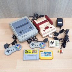 Japanese Famicom & Super Famicom Console with 2 Mario Games & Cables Nintendo
