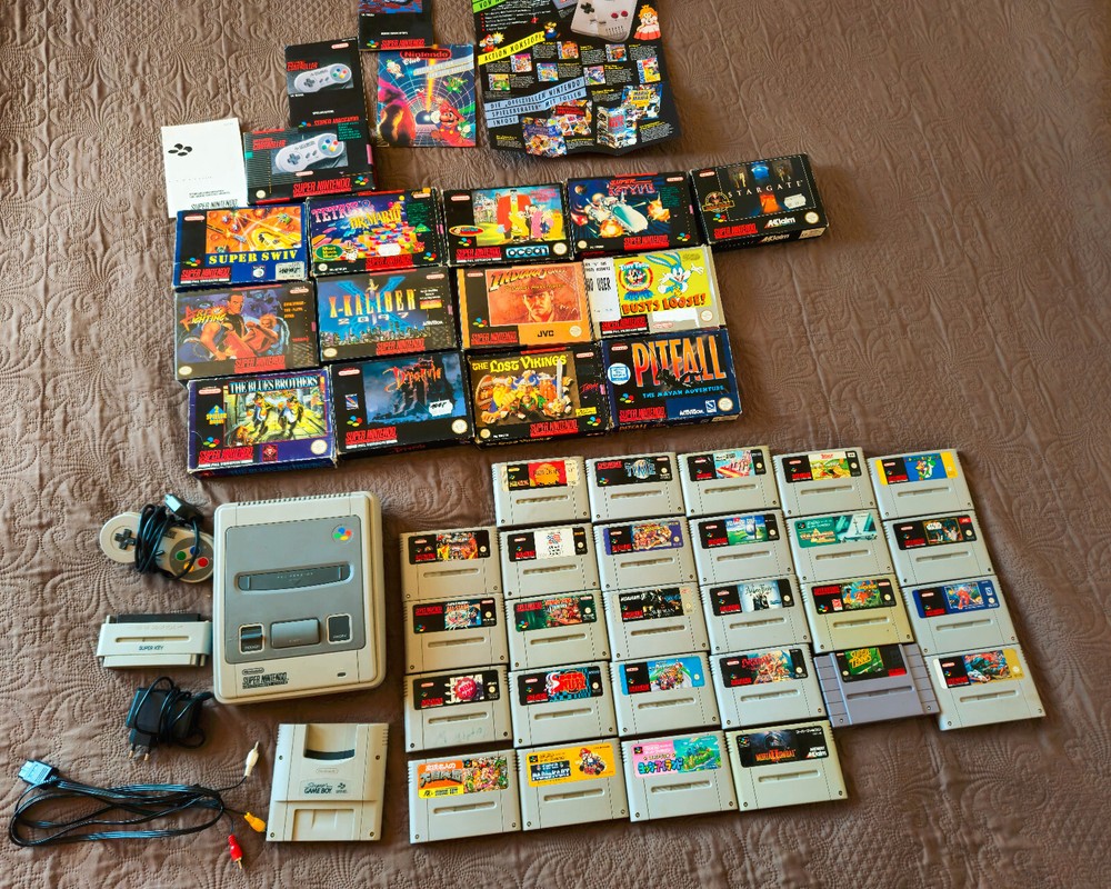 Super Nintendo Snes bundle games console region adapter boxed joblot donkey kong