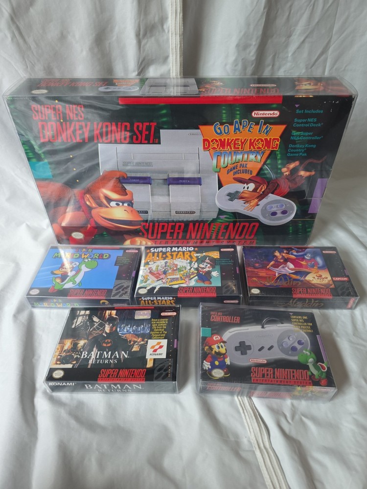 Super Nes Donkey Kong Set Bundle Complete in Box, Tested, Matching Numbers.