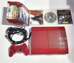 PlayStation 3 PS3 Super Slim Red God of War Console + 11 Games Restored In/Out
