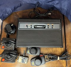 Atari 2600 Console W/ 15 Games Paddles 2 Joysticks RCA RF Connector Storage Case