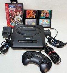 Sega Genesis Model 2 Console MK-1631 Bundle 5 Games Sonic 2 SFII – POWERS ON