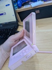 T1 Nintendo DS Lite Coral Pink Handheld SCREEN DAMAGE AS IS