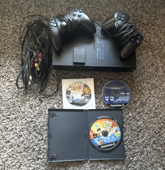 Sony PlayStation 2 PS2 Black Bundle 2 Controllers, 8MB memory card, 3 games