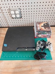 Sony PlayStation 3 Slim 120gb Cech-2001A Black Console Bundle w Games