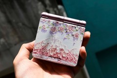 Backlit IPS LCD GBAsp Mod Nintendo Gameboy Advance SP Fuji Mountain And Blossom
