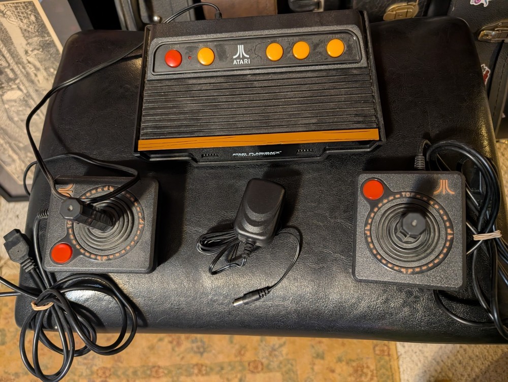 Atari Flashback Console Black Orange With Joysticks & Power Adapter