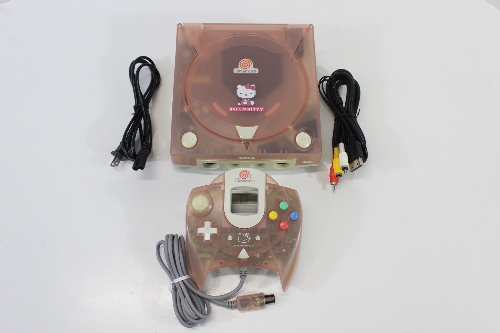 SEGA Dreamcast Hello Kitty Pink Console Controller AC AV HKT-3000 TESTED WORKING