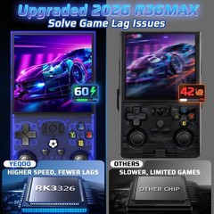 R36MAX Retro Gaming Console, 30+ Emulators, 6 Hours Play on 4.0&Prime; Screen, Blue