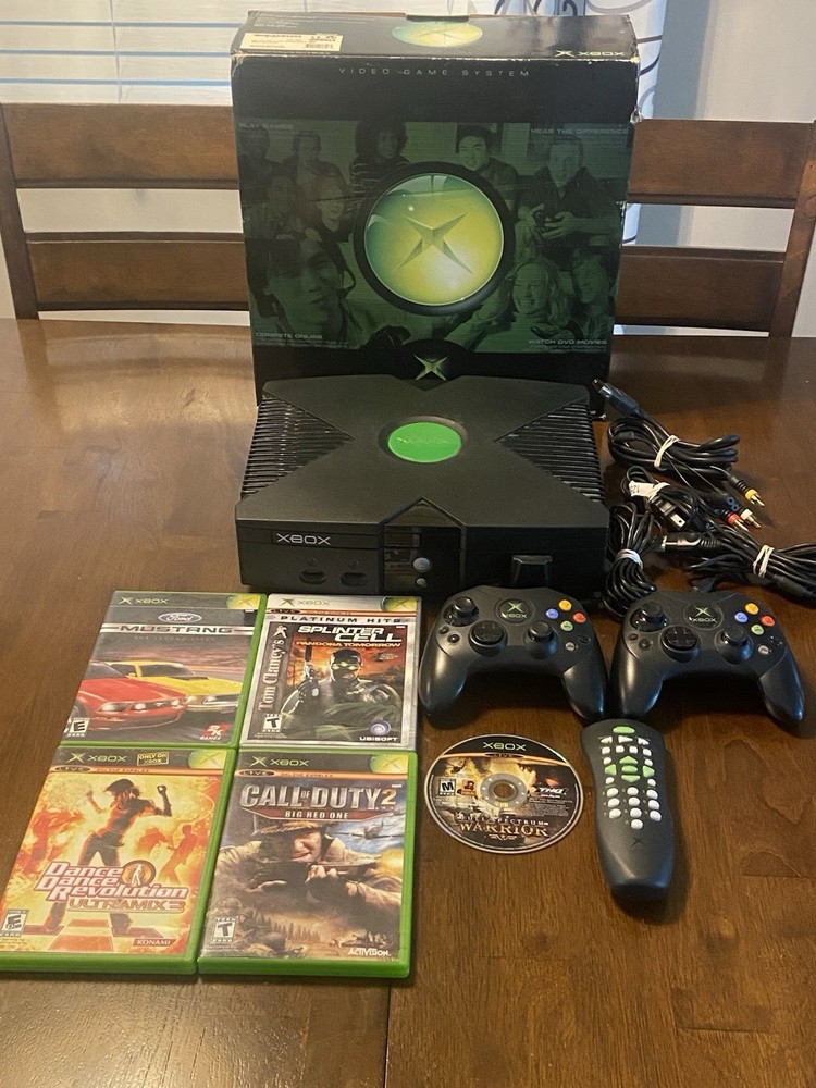 Original Xbox Console Bundle W/ OEM Controllers + 5 Games – TESTED WORKING -READ