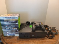 Original Xbox Black Console Tested W/ Controller and 17 Games