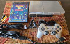 Sony PlayStation 2 PS2 Slim Silver Console SCPH-90001 With OEM Controller + Game