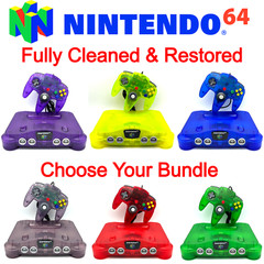 Nintendo 64 N64 *CHOOSE YOUR BUNDLE* Console + Controllers + Wires Set Funtastic