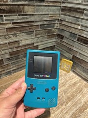 Nintendo Gameboy Color CGB-001 Teal Blue Handheld Console & Pokemon Gold