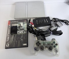 SONY PS2 SLIM SILVER SCPH-79001 BUNDLE CLEAR DUALSHOCK 2 SPLINTER CELL 8MB WORKS