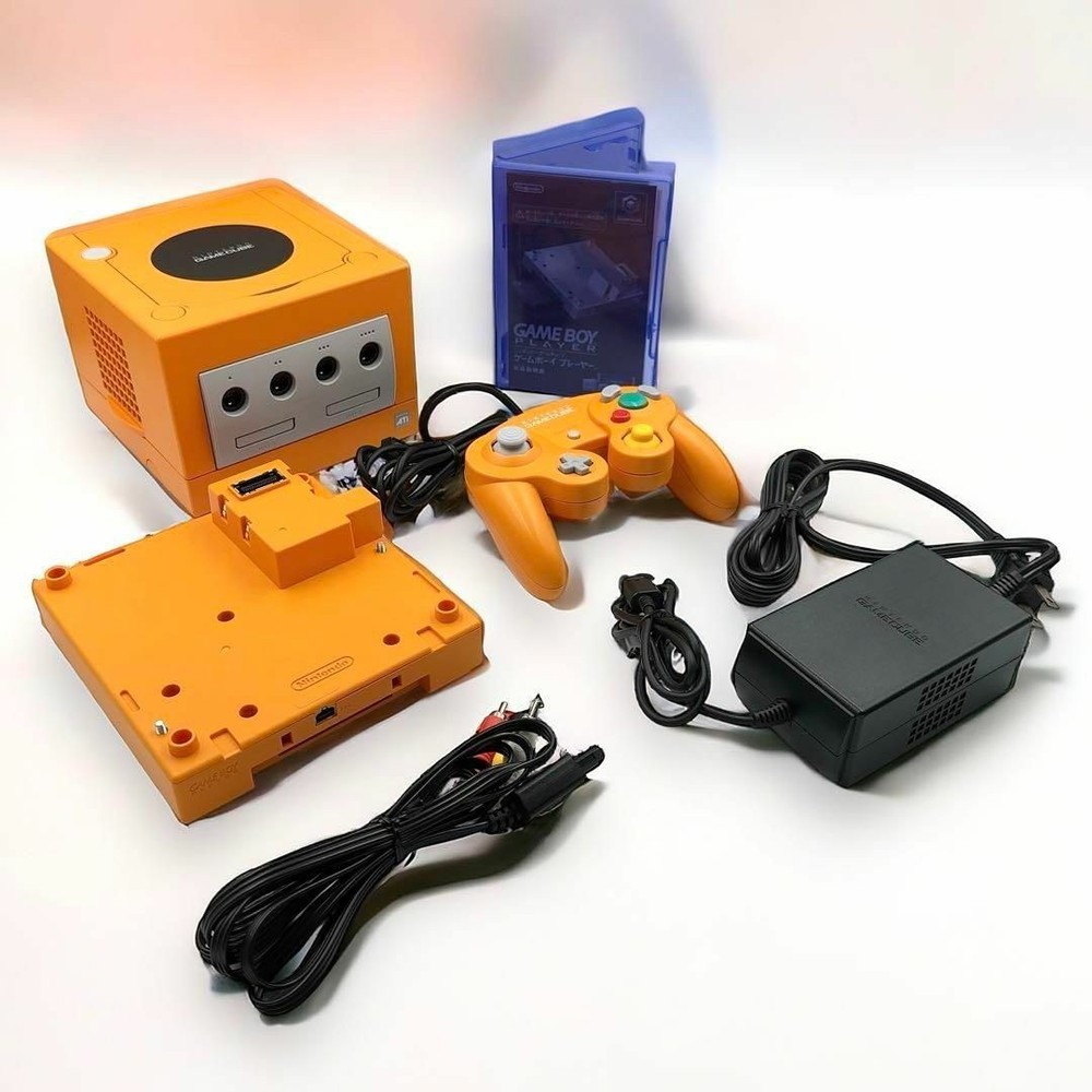 GameCube Orange Console with Game Boy Player