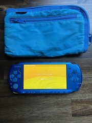 Sony PSP-3000 Carnival Blue Region Free w/ Zipper Case Tested and Working